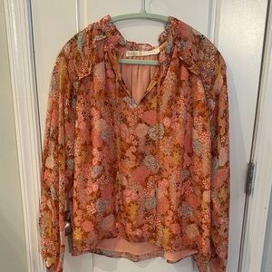 Marie Oliver Floral Blouse in Pink and Orange